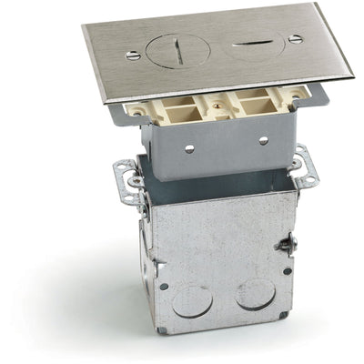 SWB-2-NS-T Keystone Floor Plate with Back Box, Screw Plugs, Nickel