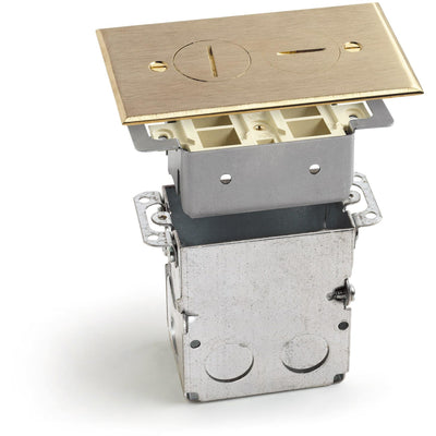 SWB-2-T Keystone Floor Plate with Back Box, Screw Plugs, Brass