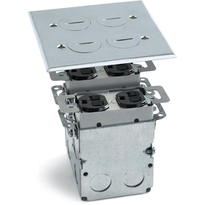 Lew Electric SWB-4-A 2 Duplex Floor Plate, Screw Plugs, Box, Aluminum