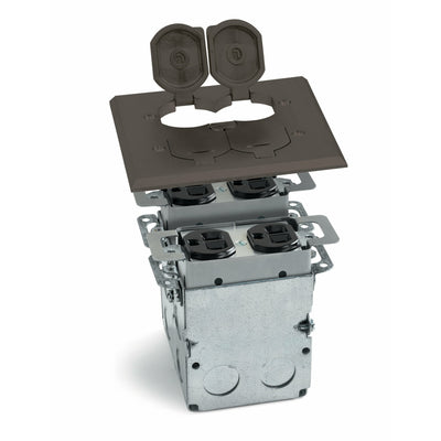 Lew Electric SWB-4-LR 2 Duplex Floor Plate, Flip Lids, Box, Bronze