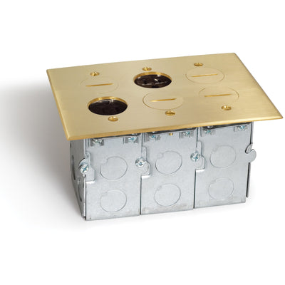 Lew Electric SWB-6 3 Duplex Floor Plate, Screw Plugs, Box, Brass
