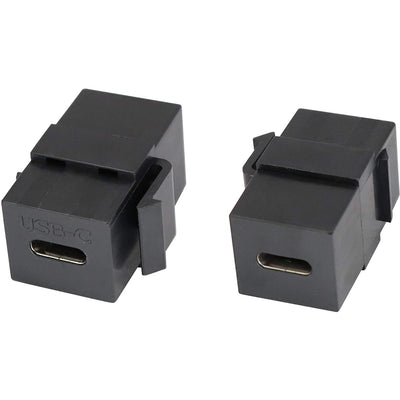 USB-C Snap-In Pass Through Keystone Coupler, F-F - Black