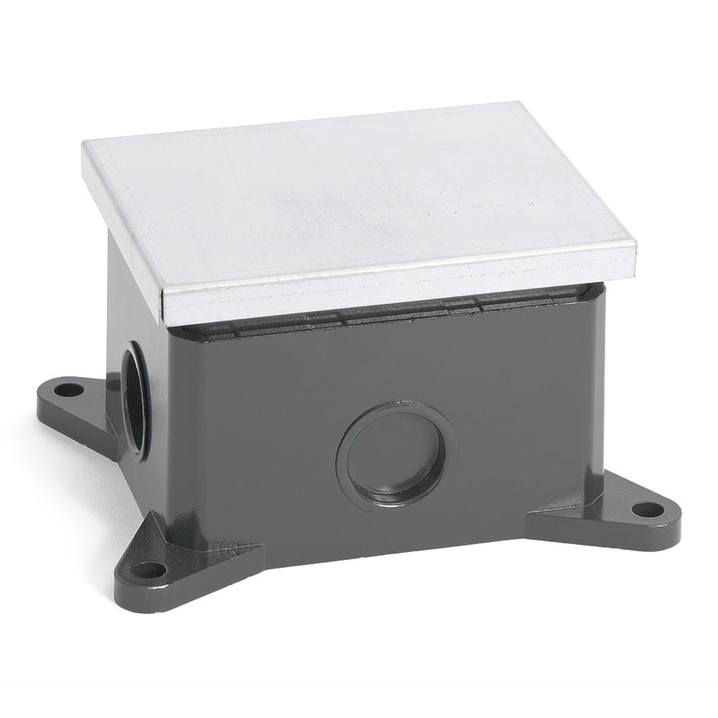 Single Gang Deep Concrete Floor Box, Cast Aluminum, Fully-Adjustable, Aluminum