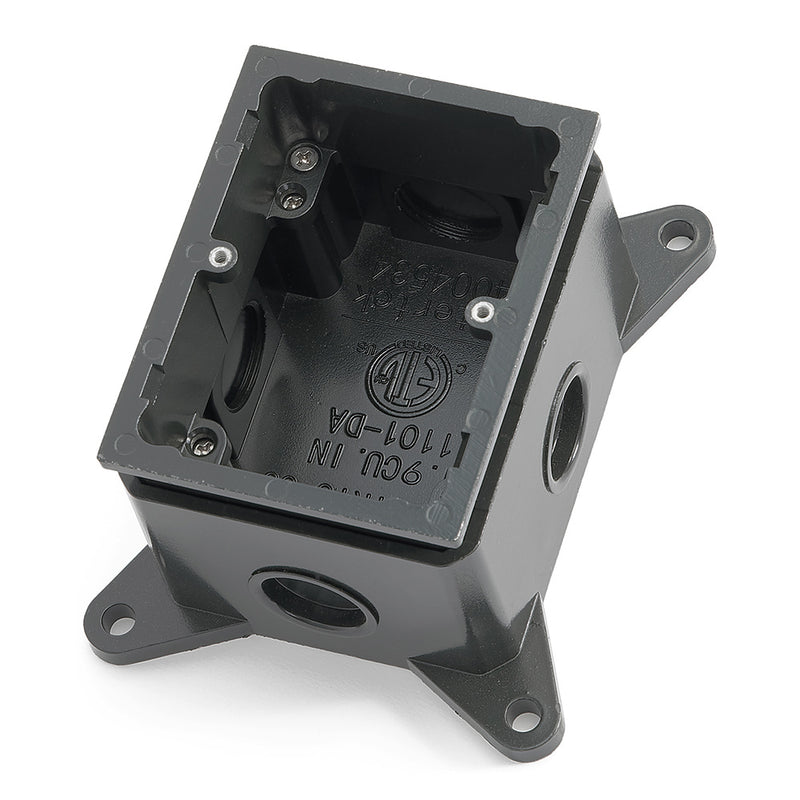 Single Gang Deep Concrete Floor Box, Cast Aluminum, Fully-Adjustable, Aluminum