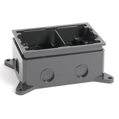 Dual Gang Deep Concrete Floor Box, Cast Aluminum, Fully-Adjustable
