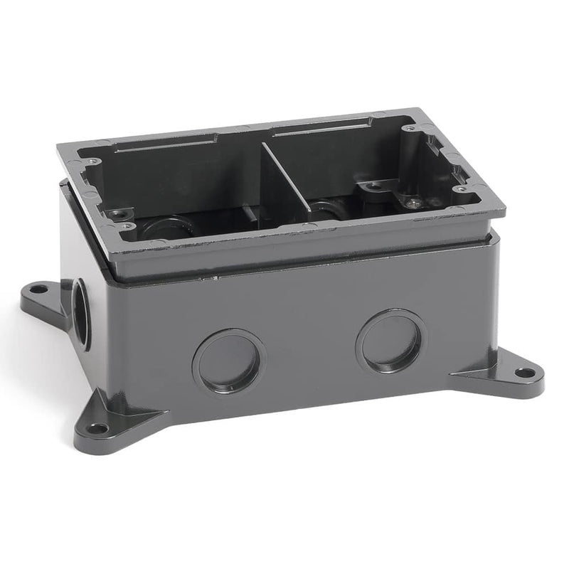 Dual Gang Deep Concrete Floor Box, Cast Aluminum, Fully-Adjustable