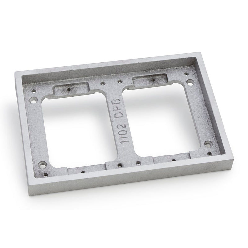 Dual Gang Shallow Concrete Floor Box, Semi-Adjustable, Aluminum Tile Flange