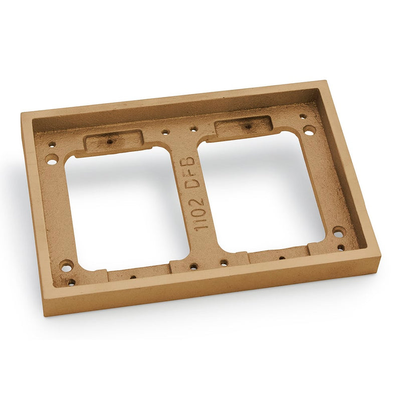 Dual Gang Shallow Concrete Floor Box, Semi-Adjustable, Brass Tile Flange