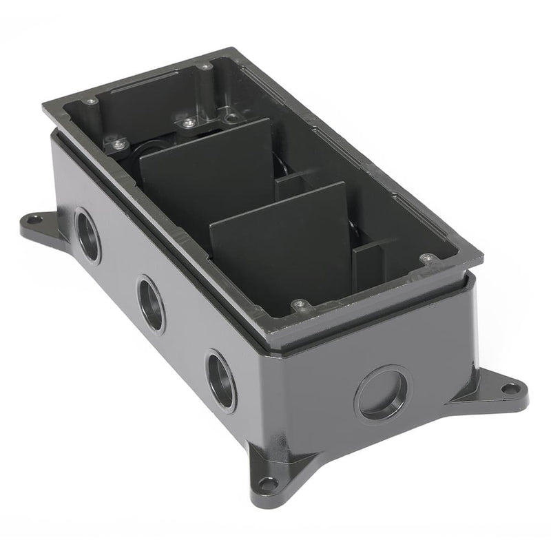 Triple Gang Deep Concrete Floor Box, Cast Aluminum, Fully-Adjustable