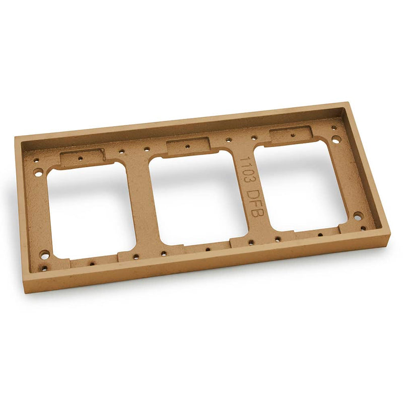 Triple Gang Deep Concrete Floor Box, Fully-Adjustable, Brass Tile Flange
