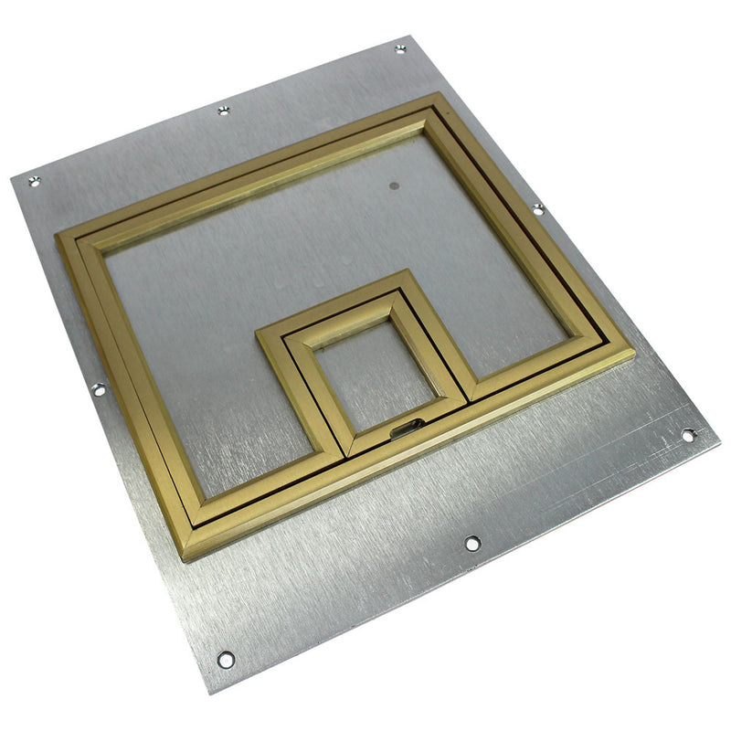 FL-540P-BLP-C, Raised Access 1/4" Brass Floor Box Cover for Carpet or Tile Floors
