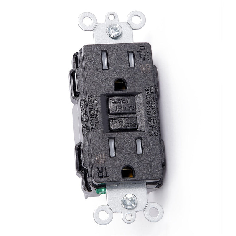 Lew Electric 15A-BK-GFI-IO GFCI 15A Outlet, TR, Load Out, Black