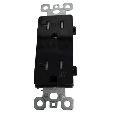 20 Amp Decora Duplex Outlet, WR, TR - Black