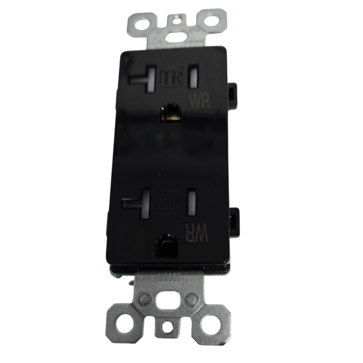 20 Amp Decora Duplex Outlet, WR, TR - Black
