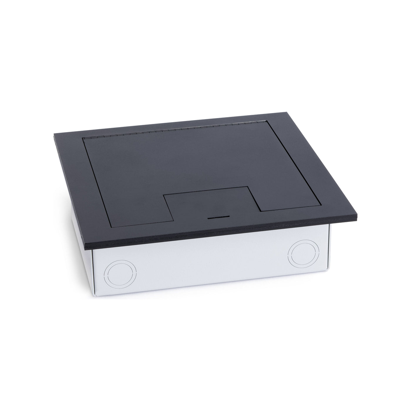 Recessed Floor Box for Concrete or Wood, Hinged Lid, 2 Decora, Black ...