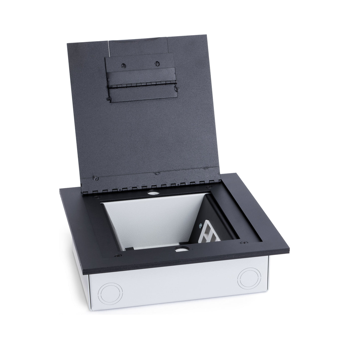 Recessed Floor Box for Concrete or Wood, Hinged Lid, 2 Decora, Black ...