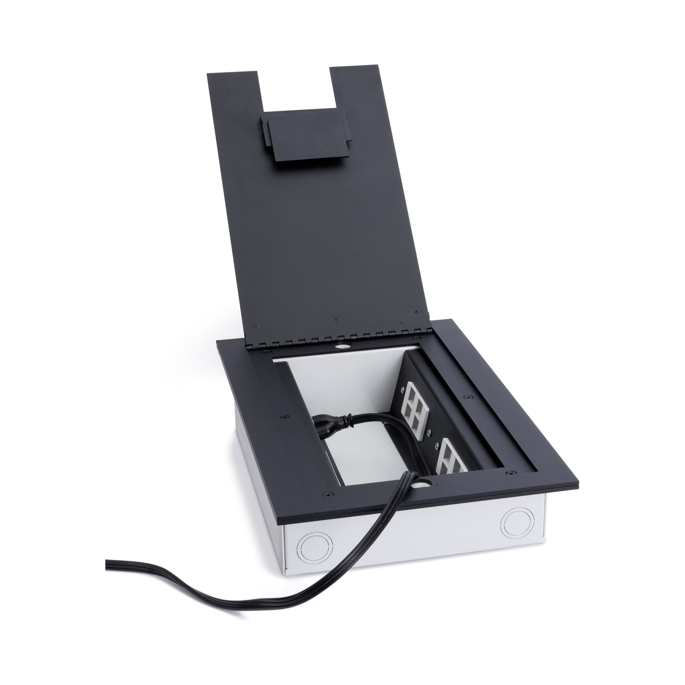 Floor Boxes Rectangular Recessed Floor Box for Concrete or Wood, Hinged Lid, 4 Decora, Black ...