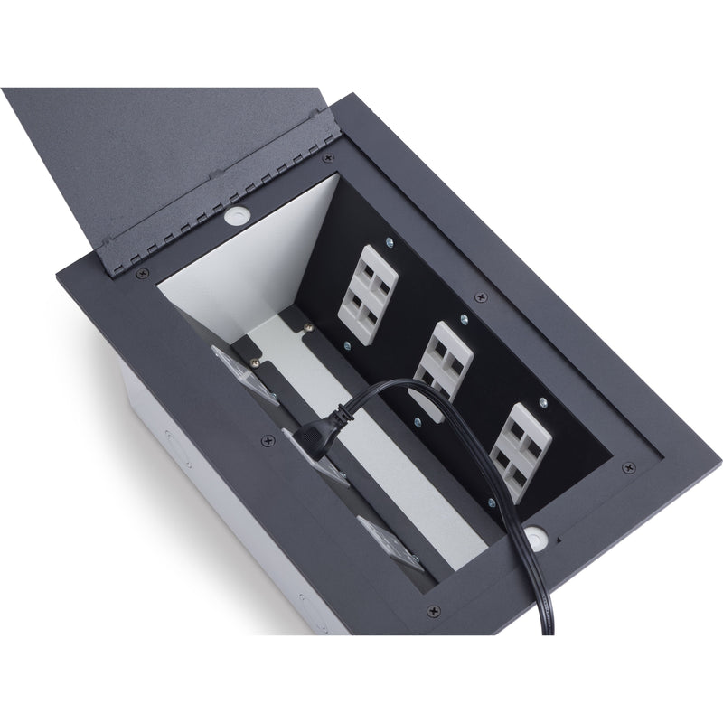 Floor Boxes Rectangular Recessed Floor Box for Concrete or Wood, Hinged Lid, 6 Decora, Black ...