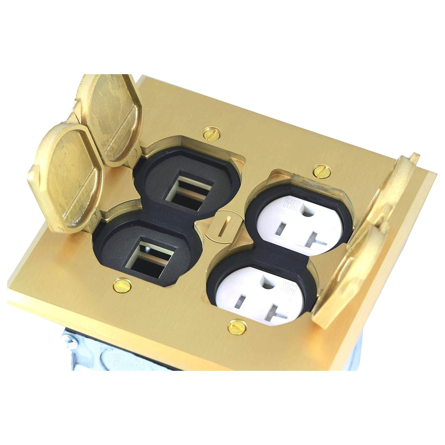 Enerlites 975549-C-D 2-Gang Floor Box Duplex, 2 Port Keystone