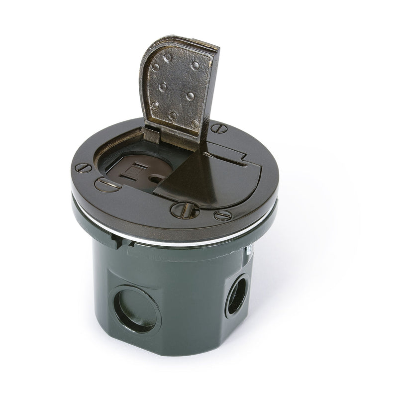 Lew Electric 812-DA-DFP-DB Round Flush Floor Power Box Flip Lids, Bronze