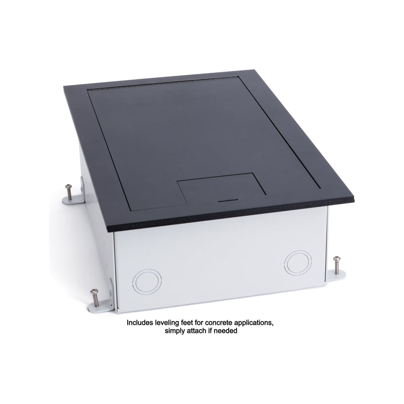 Recessed Floor Box for Concrete or Wood, Hinged Lid, 8 Decora, Black ...