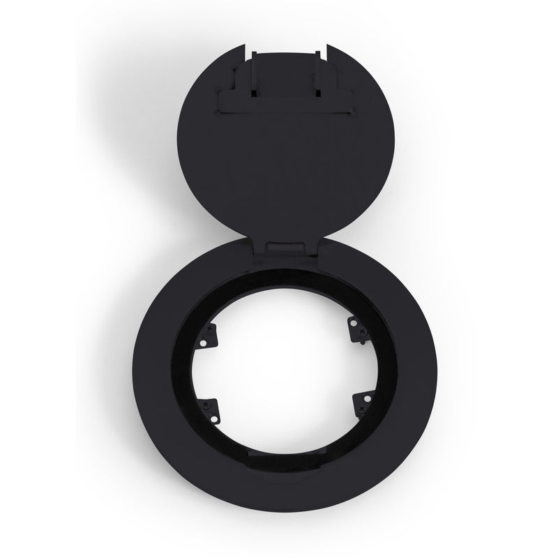 4" Round Concrete Pour Flush Floor Box, Recessed, 2 Power - Black