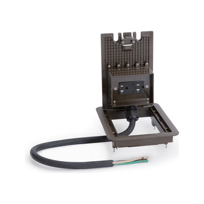 Lew Electric DB-1-DB-USBCC Weatherproof Outdoor Deck Power Box Kit Brown