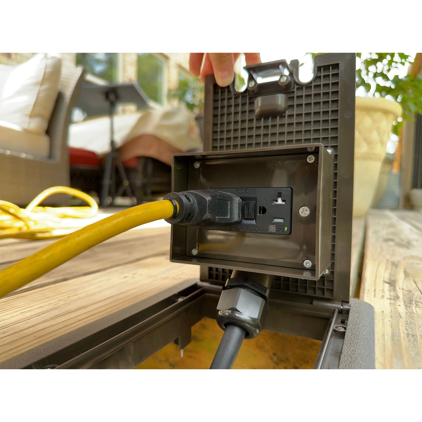 Lew Electric DB-1-DB-GFI Weatherproof Outdoor Deck Power Box Kit Brown ...