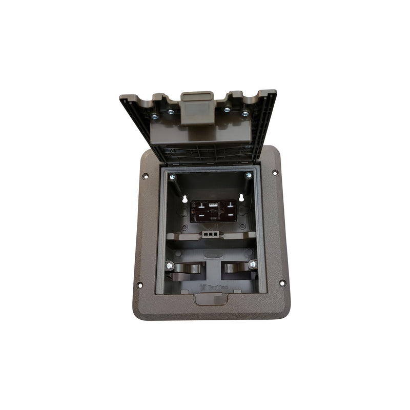 Deck Power Grommet, USB-A/C Outlet, Weatherproof Electrical Box - Bronze