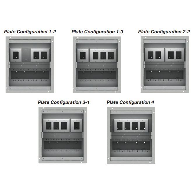 Showing Sample Plate Configurations for FSR FL-540P Floor Boxes - Just Examples