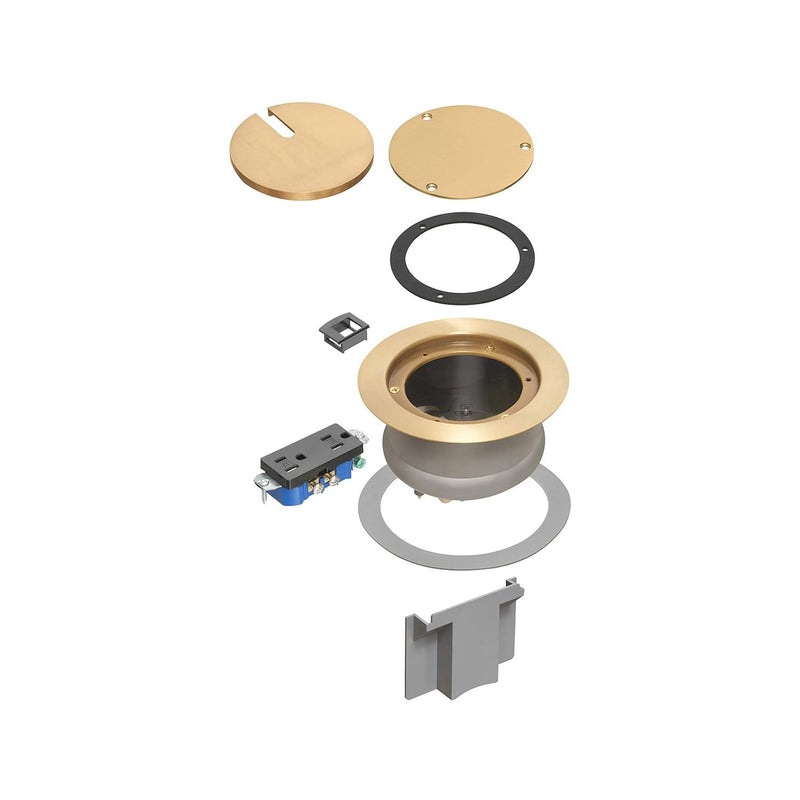 Arlington FLBC4580MB Recessed Round Concrete Floor Box, Brass