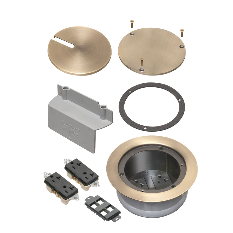 Arlington FLBC5570AB Round Concrete Floor Box, 4 Power, Antique Bronze