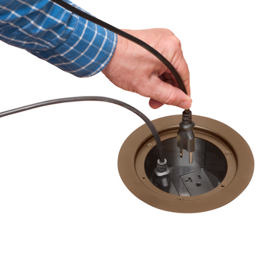 Arlington FLBC5570BR Round Concrete Floor Box, 4 Power, Brown