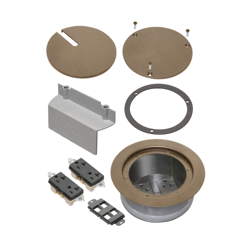 Arlington FLBC5570BR Round Concrete Floor Box, 4 Power, Brown