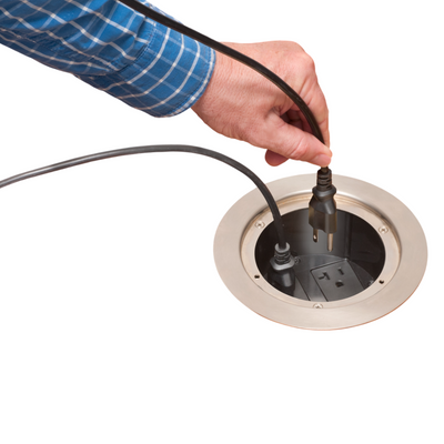 Arlington FLBC5570NL Round Concrete Floor Box, 4 Power, Nickel