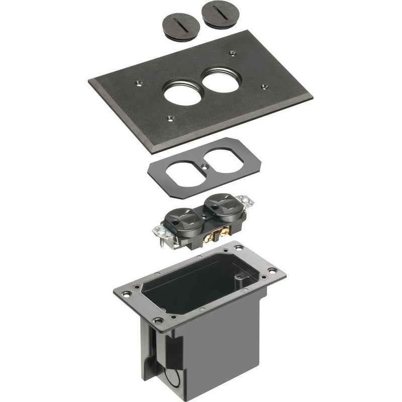 Rectangle Socket Plug Arlington FLBR101BL Rectangle Floor Box Outlet, Screw Plugs, Black Cov