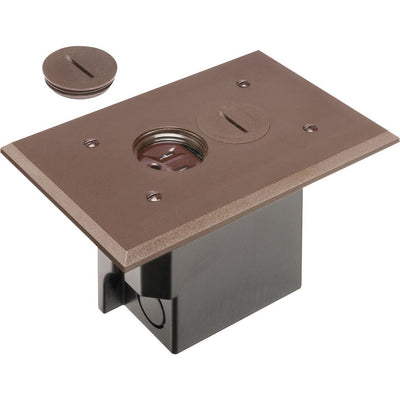 Arlington FLBR101BR Rectangle Floor Box Outlet, Screw Plugs, Brown Cover