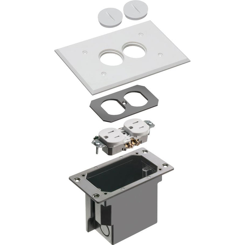 Rectangle Socket Plug Arlington FLBR101W Rectangle Floor Box Outlet, Screw Plugs, White Cove