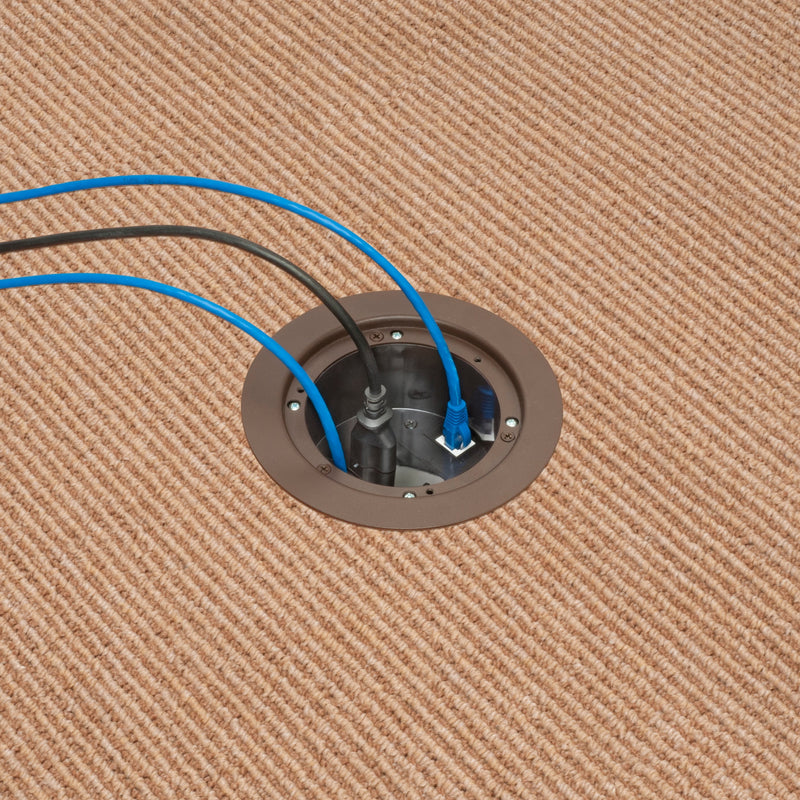 Recessed Power, USB-A/C Charging, and Data Round Floor Box, Brown