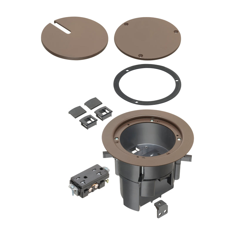 Arlington FLBR5420BR Recessed Power and Data Round Floor Box, Brown