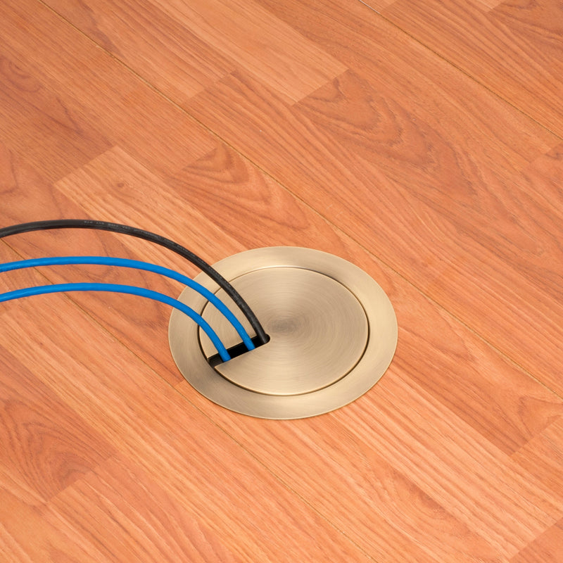 Recessed Power, USB-A/C Charging, and Data Round Floor Box, Brass