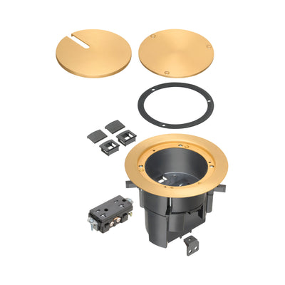 Arlington FLBR5420MB Recessed Power and Data Round Floor Box, Brass
