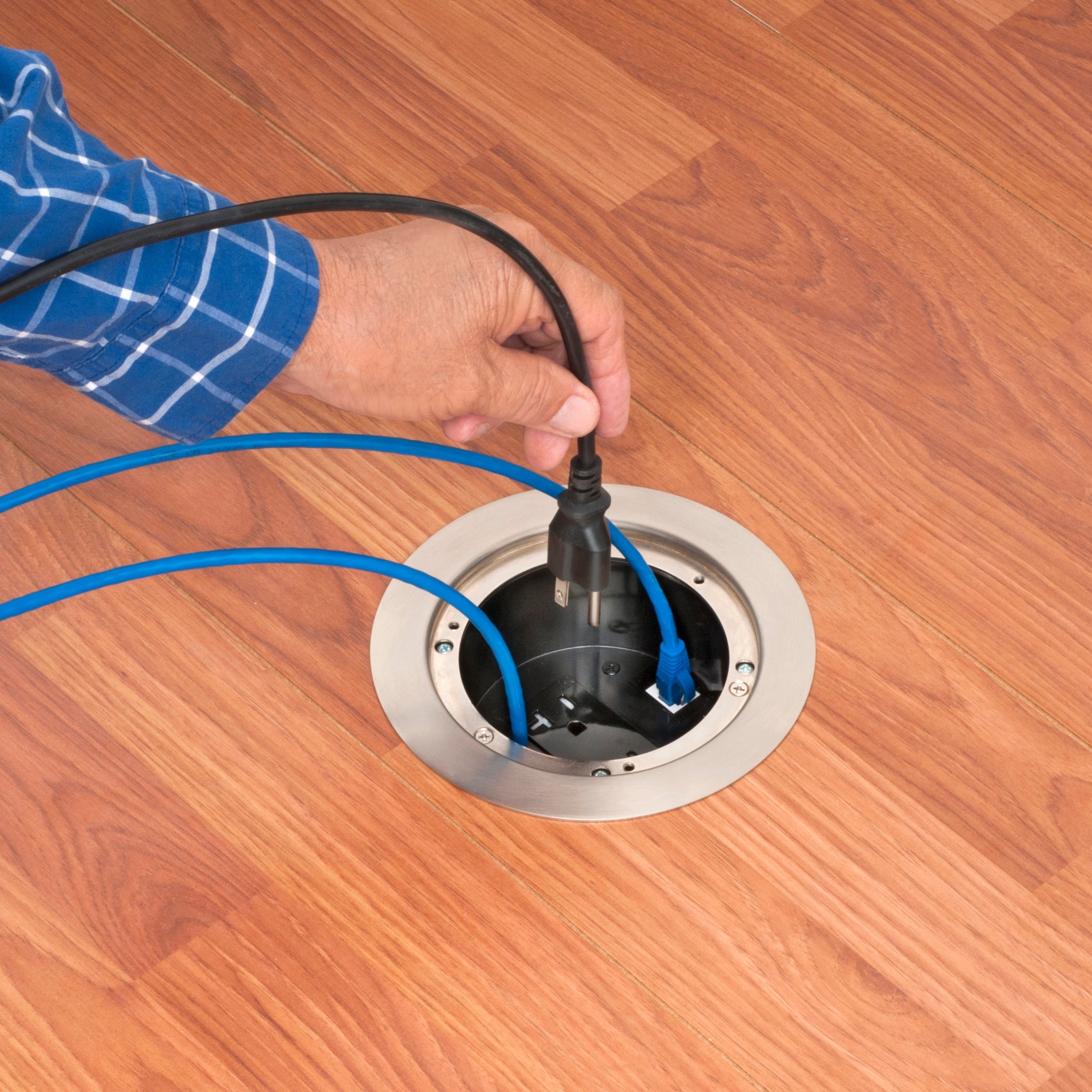 FLBR5420NL Recessed Power and Data Round Floor Box, Nickel – Floor
