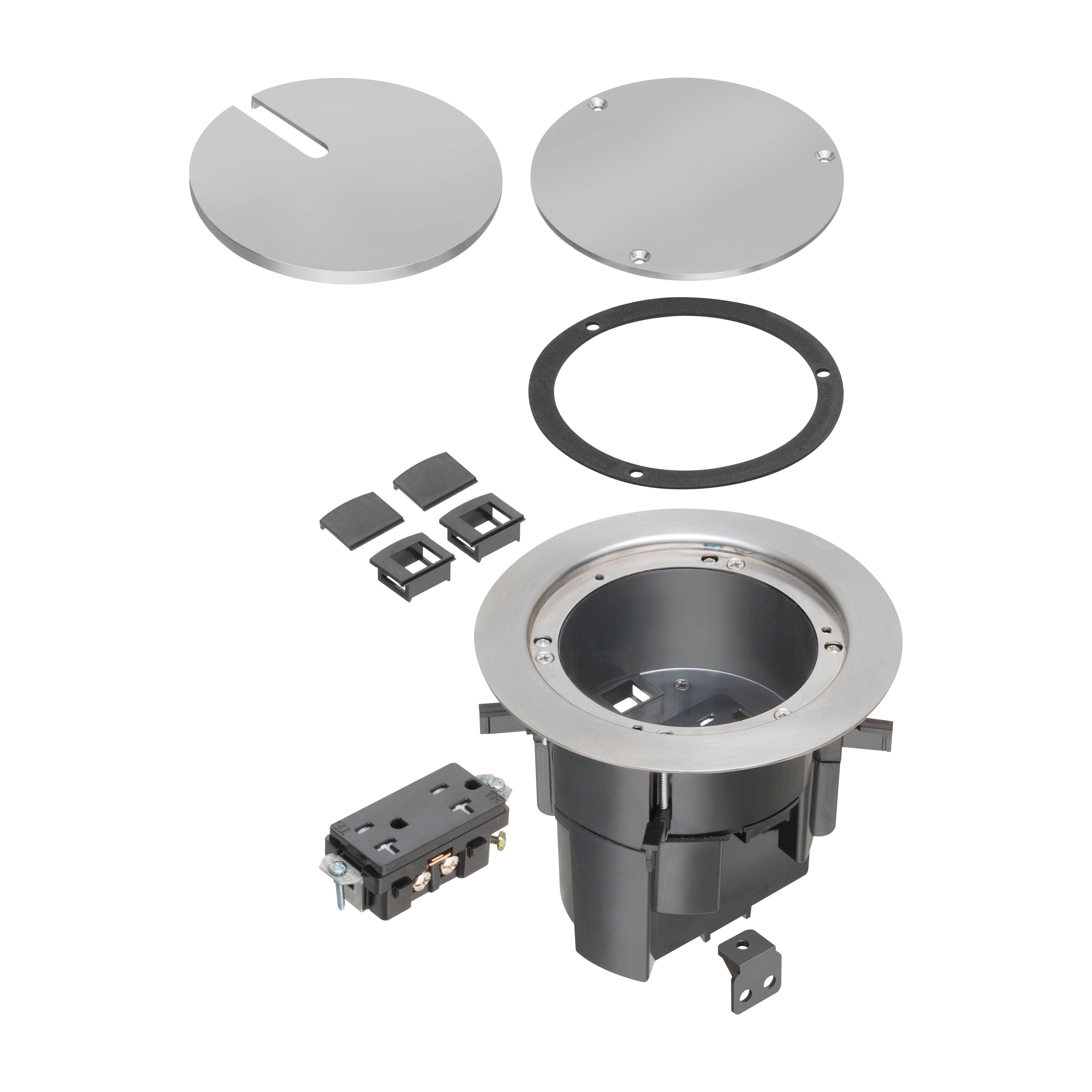 FLBR5420NL Recessed Power and Data Round Floor Box, Nickel – Floor