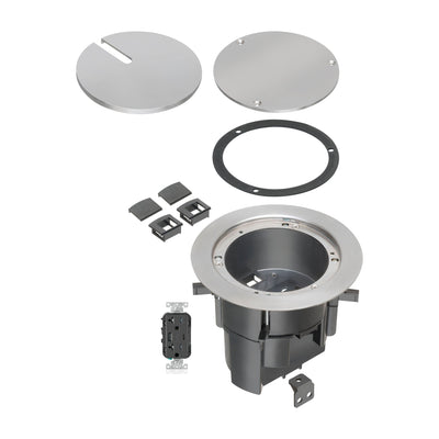 Recessed Power, USB-A/C Charging, & Data Round Floor Box, Black