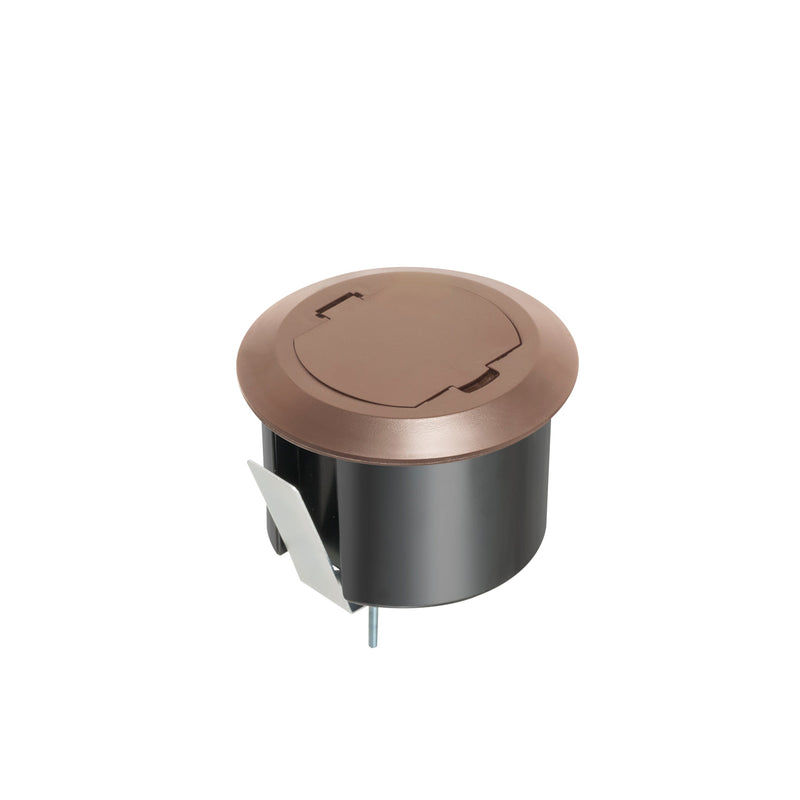 Arlington FLBR6500BR Round Floor Power Box w/ Flip Lid, Brown