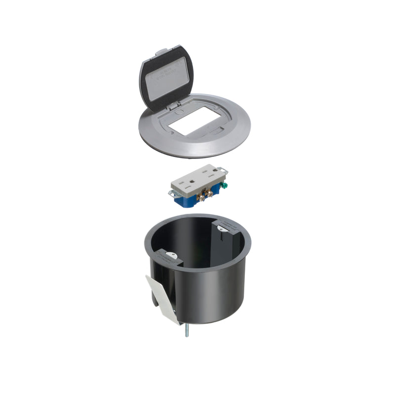 Arlington FLBR6500GY Round Floor Power Box w/ Flip Lid, Gray