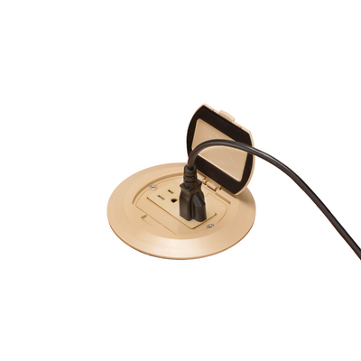 Arlington FLBR6500LA Round Floor Power Box w/ Flip Lid, Light Almond