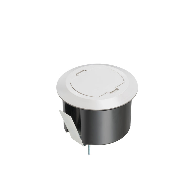 Arlington FLBR6500W Round Floor Power Box w/ Flip Lid, White