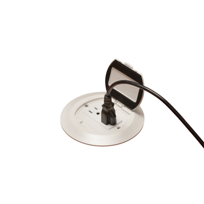 Arlington FLBR6500W Round Floor Power Box w/ Flip Lid, White
